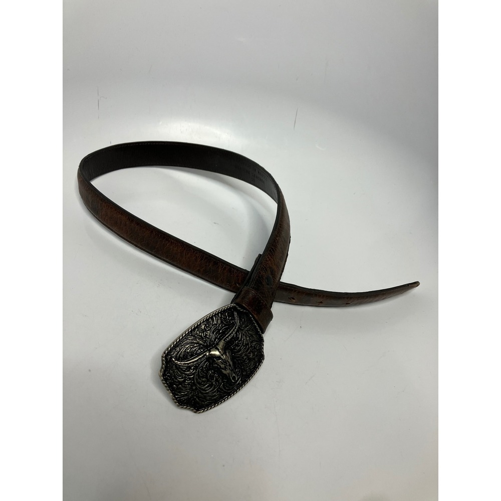 Cody James brown leather belt longhorn cow belt buckle size 28 western cowboy